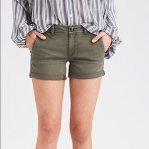 American Eagle Outfitters Midi Khaki Shorts - Olive Green - Women’s 0